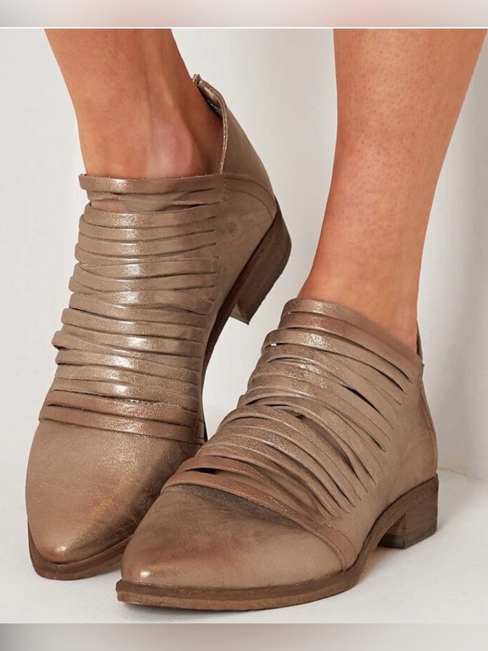 Free People Lost Valley Laser Cut Metallic Booties - Size 39